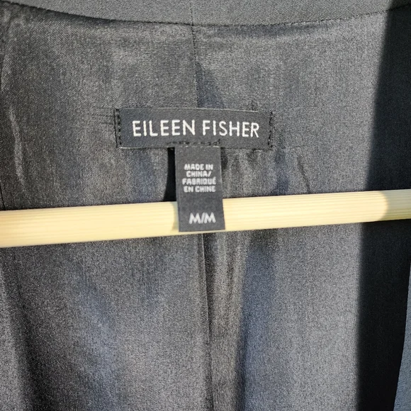 Eileen Fisher Gray Silk Drape Front Long Vest Sleeveless Cardigan Size Medium